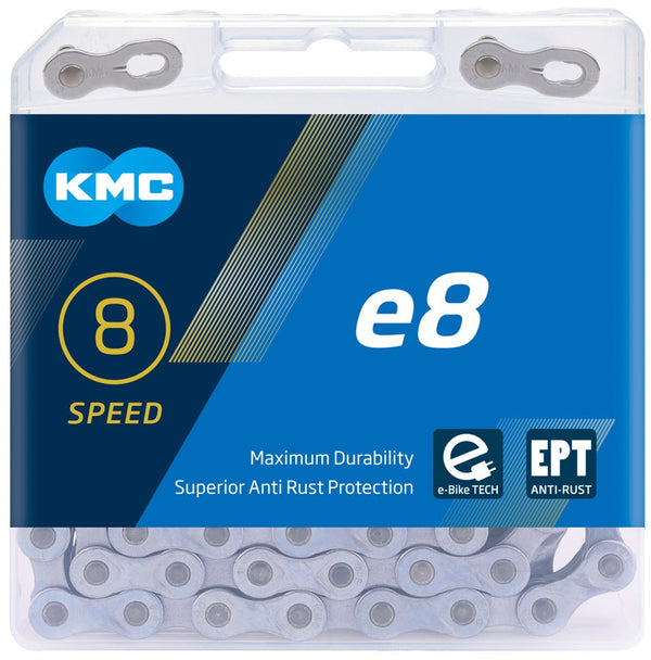 Ketting 6/7/8 speed KMC E8 EPT 122 schakels - zilver