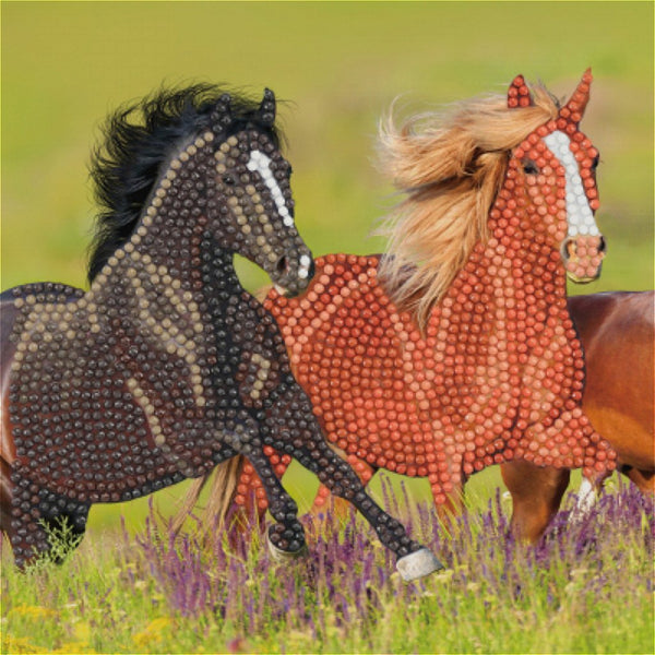 Crystal Art Kaart Paarden 18x18 cm