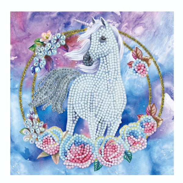 Crystal Art Kaart Eenhoorn 18x18 cm