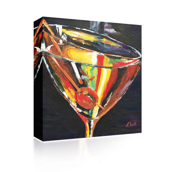 Sound Art Canvas + Bluetooth Speaker Abstract Cocktail Glass