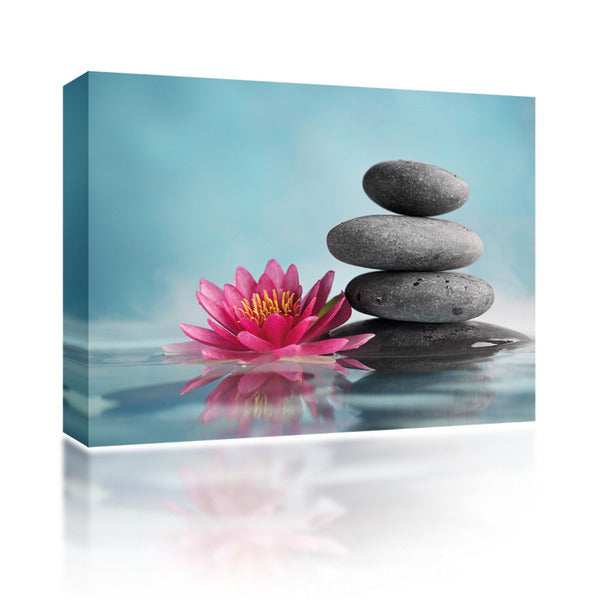 Sound Art Canvas + Bluetooth Speaker Lotus Flowers And Rocks