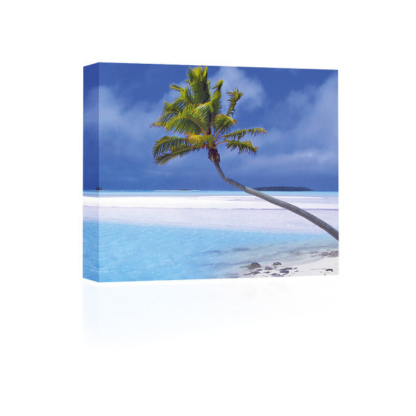 Sound Art Canvas + Bluetooth Speaker Palm Tree On White Beach