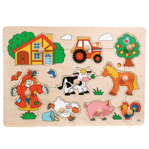 Houten Noppenpuzzel boerderij Goki