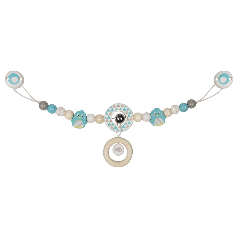Houten Kinderwagenketting met Clip Pinguïn
