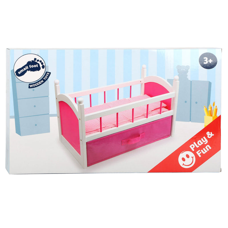 Houten Poppenbed met Opberglade