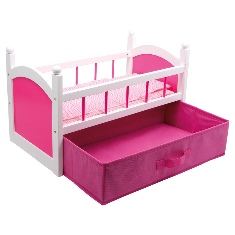 Houten Poppenbed met Opberglade