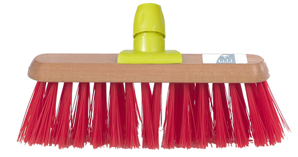 Linea straatbezem gelakt hout pvc rood