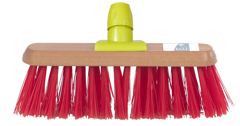 Linea straatbezem gelakt hout pvc rood