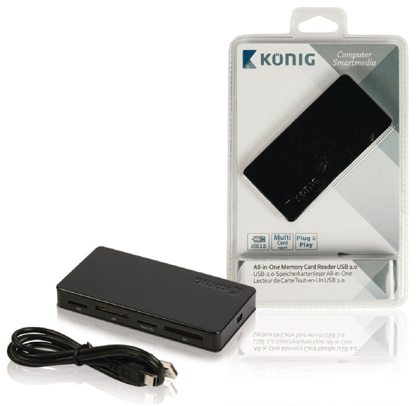 K&ouml;nig CSU2ACR200BL Alles-in-1 Geheugenkaartlezer Usb 2.0