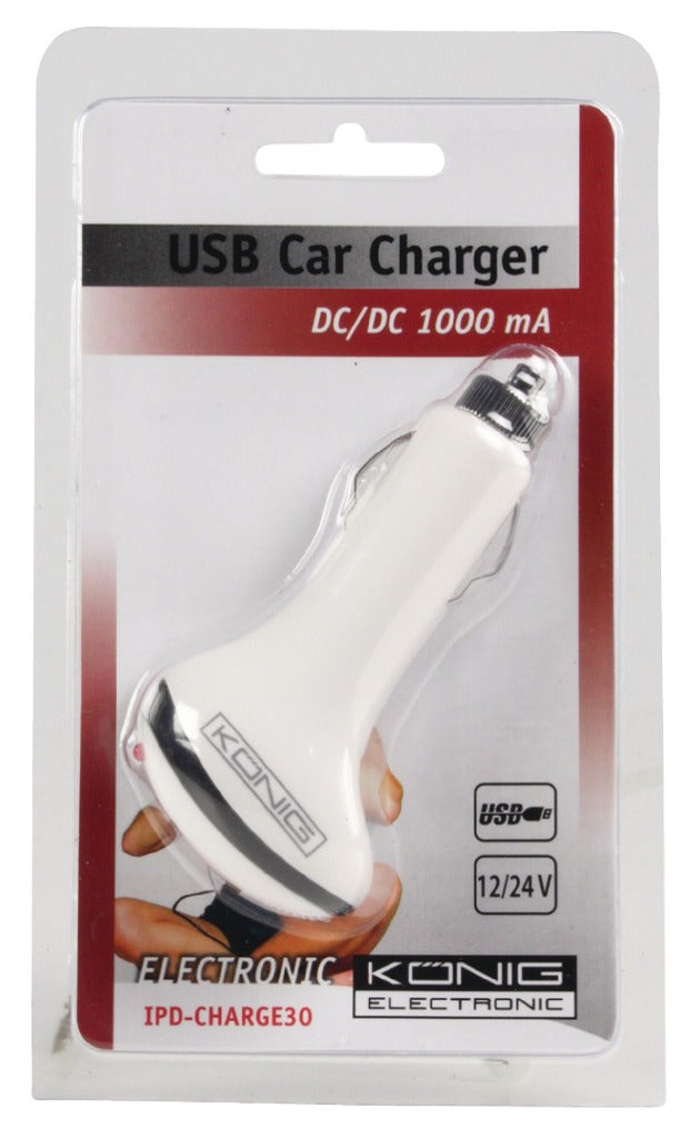 König Ipd-charge30 Universele Usb Autolader 12 - 24 V Dc / 5 V Dc-1000 Mah