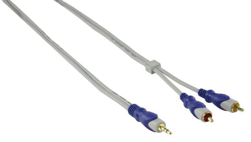 HQ HQSA-040-10 Stereo Audiokabel 3.5 Mm Male - 2x Rca Male 10.0 M Grijs