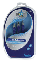 HQ HQSA-040-10 Stereo Audiokabel 3.5 Mm Male - 2x Rca Male 10.0 M Grijs