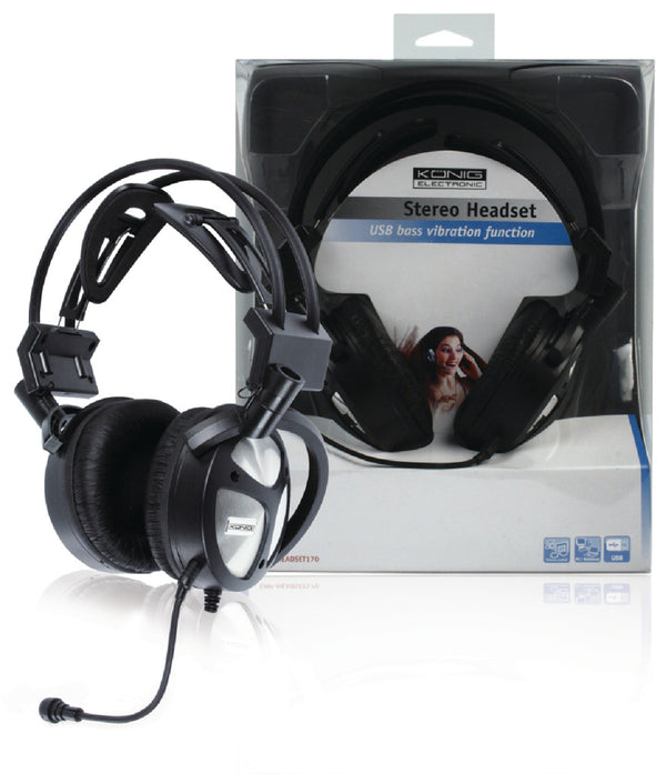 König Cmp-headset170 Stereo Headset met Usb & Basvibratiefunctie