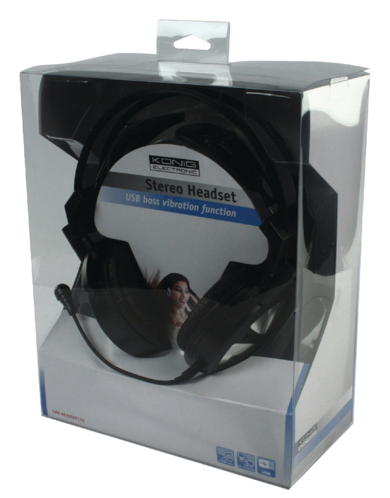 König Cmp-headset170 Stereo Headset met Usb & Basvibratiefunctie