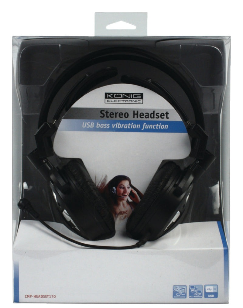 König Cmp-headset170 Stereo Headset met Usb & Basvibratiefunctie