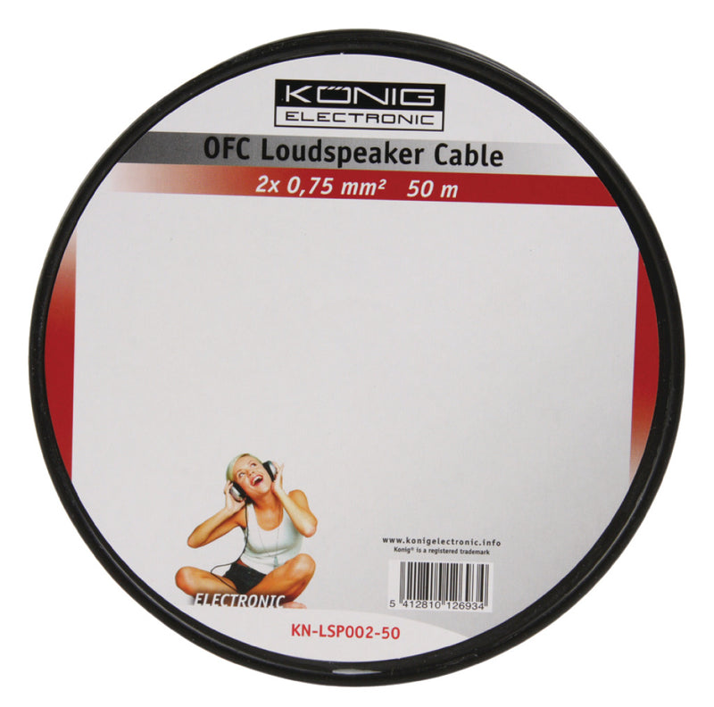 König KN-LSP02R-50 Luidsprekerkabel Op Rol 2x 0.75 Mm² 50.0 M Transparant
