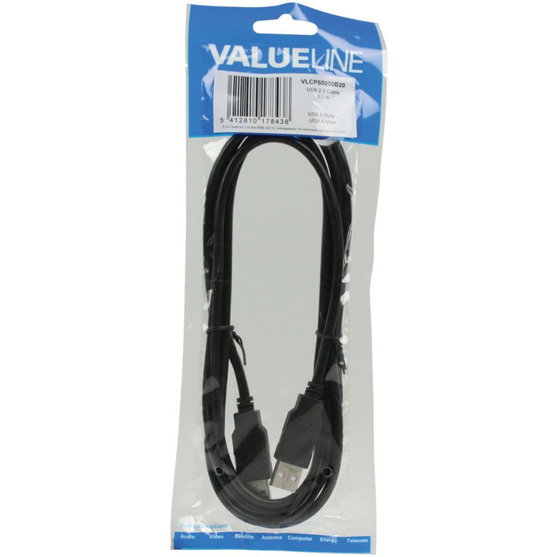 Valueline USB 2.0 Kabel 2 m Zwart