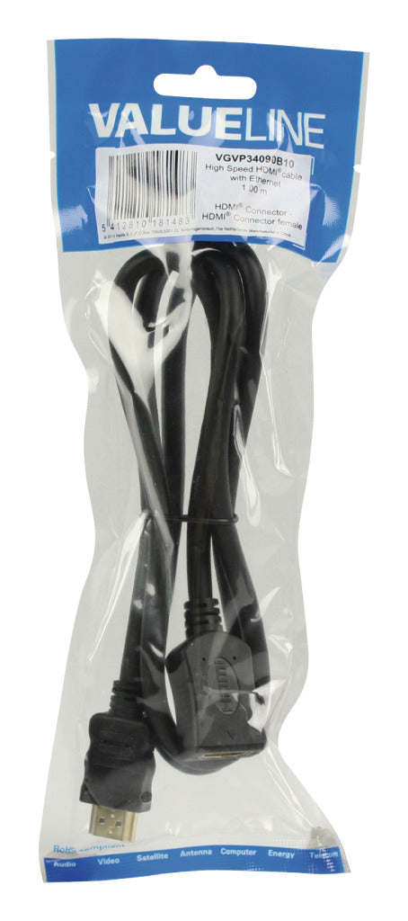 Valueline Vgvp34090b10 Verlengkabel voor de High Speed Hdmi Kabel met Ethernet Hdmi Connector - Hdm