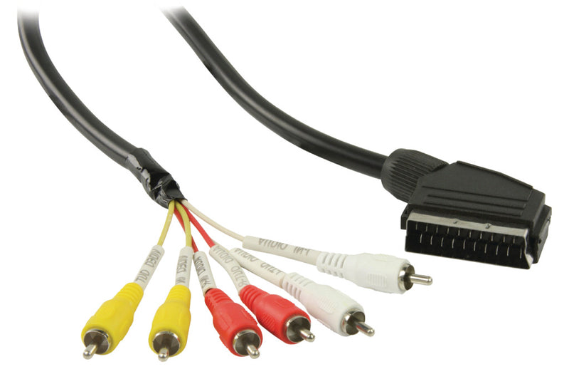 Valueline Vlvp31160b20 Scart - Rca Kabel Scart Mannelijk - 6x Rca Mannelijk  2,00 M Zwart