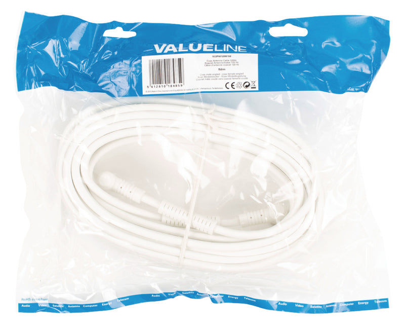Valueline Vlsp40120w150 Coax Antennekabel 120 hz Coax Mannelijk Gehoekt - Coax Vrouwelijk Gehoekt 1