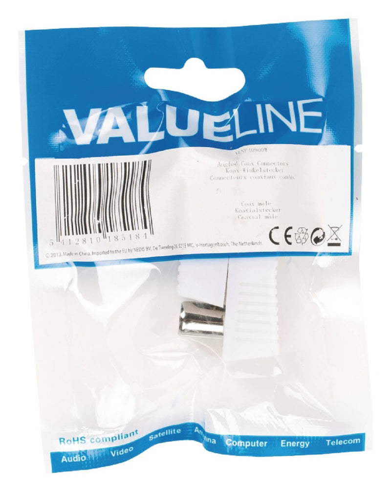 Valueline Vlsp40900w Gehoekte Coax Connectoren Coax Mannelijk Wit