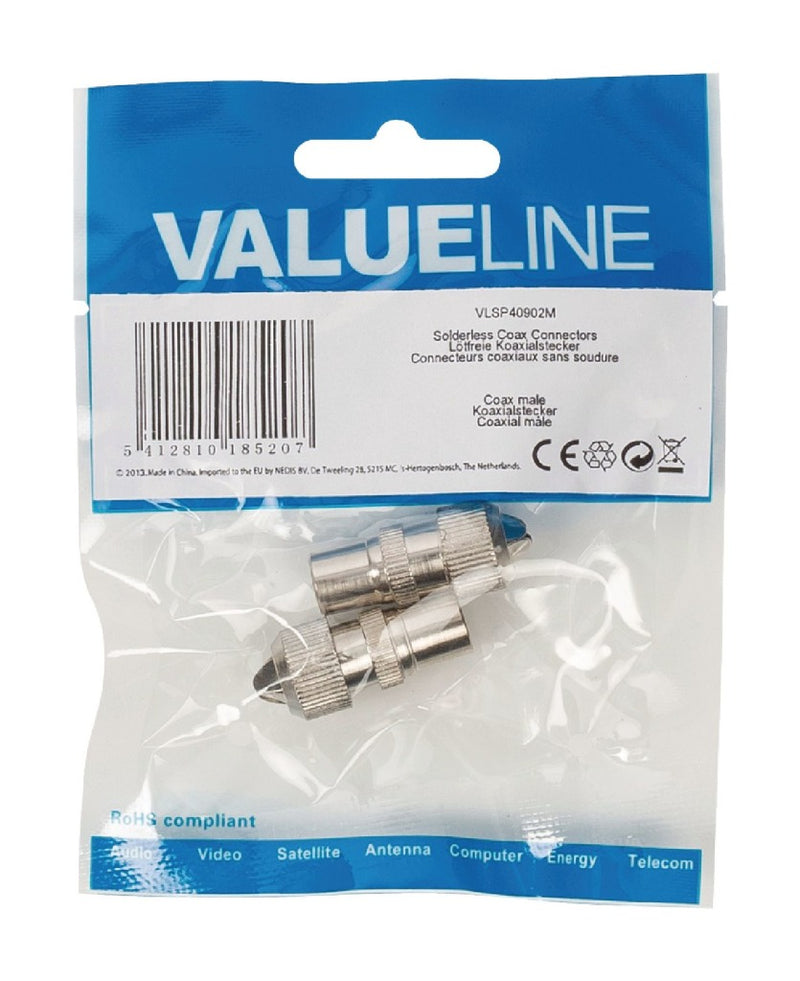 Valueline Vlsp40902m Ongesoldeerde Coax Connectoren Coax Mannelijk Metaal