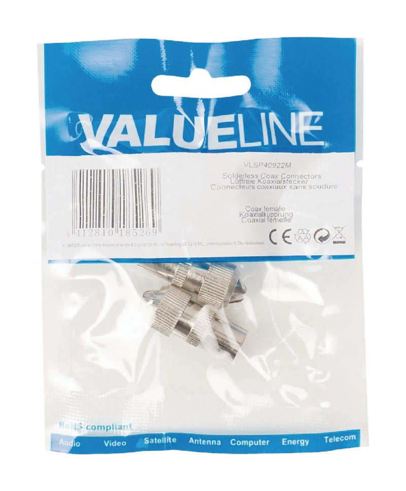 Valueline Vlsp40922m Ongesoldeerde Coax Connectoren Coax Vrouwelijk Metaal