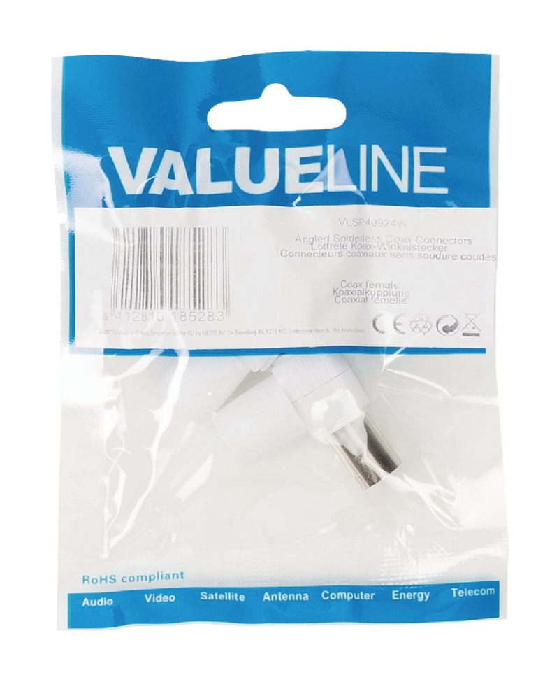 Valueline Vlsp40924w Gehoekte Ongesoldeerde Coax Connectoren Coax Vrouwelijk Wit