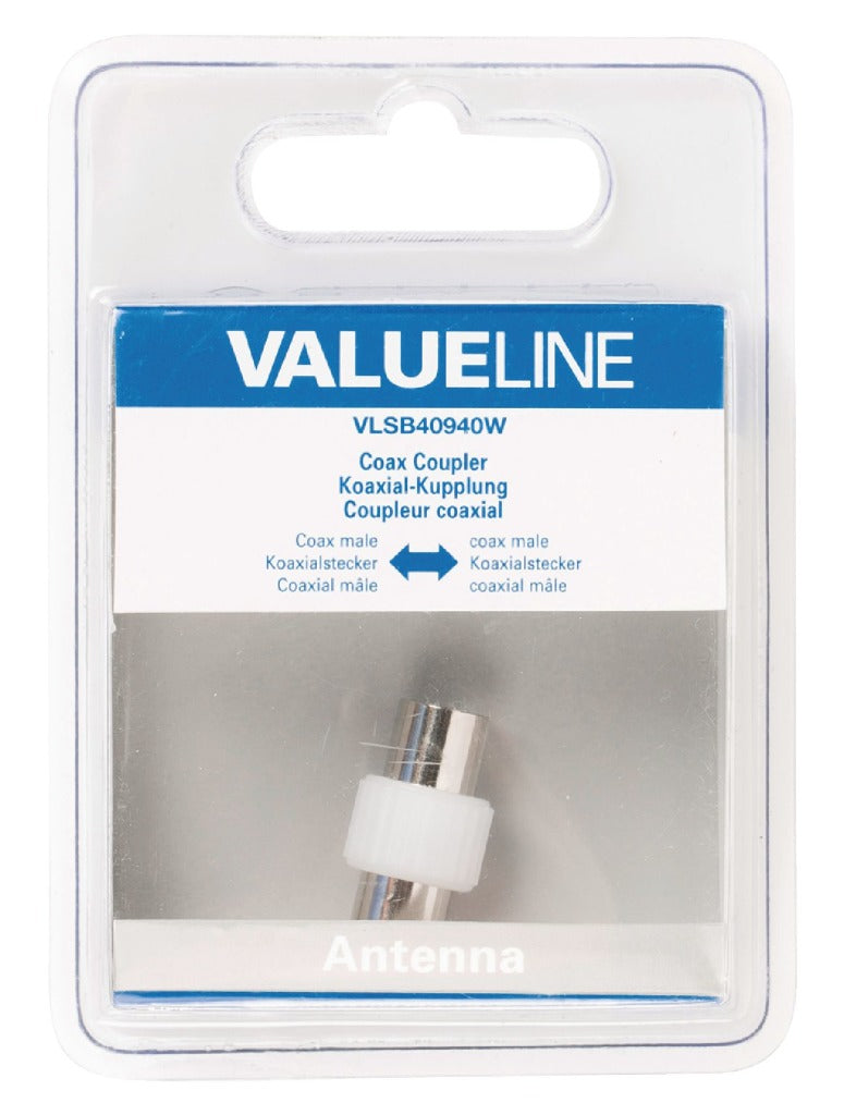 Valueline VLSB40940W Coax Koppeling Coax Mannelijk - Coax Mannelijk Wit