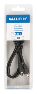 Valueline VLSB41000B10 Antennekabel F Mannelijk - F Mannelijk 1,00 M Zwart