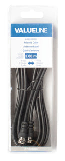 Valueline VLSB41000B30 Antennekabel F Mannelijk - F Mannelijk 3,00 M Zwart