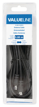 Valueline VLSB41000B50 Antennekabel F Mannelijk - F Mannelijk 5,00 M Zwart
