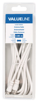 Valueline VLSB41000W30 Antennekabel F Mannelijk - F Mannelijk 3,00 M Wit