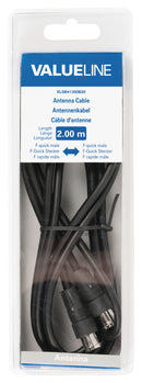 Valueline VLSB41300B20 Antennekabel F-quick Mannelijk - F-quick Mannelijk 2,00 M Zwart