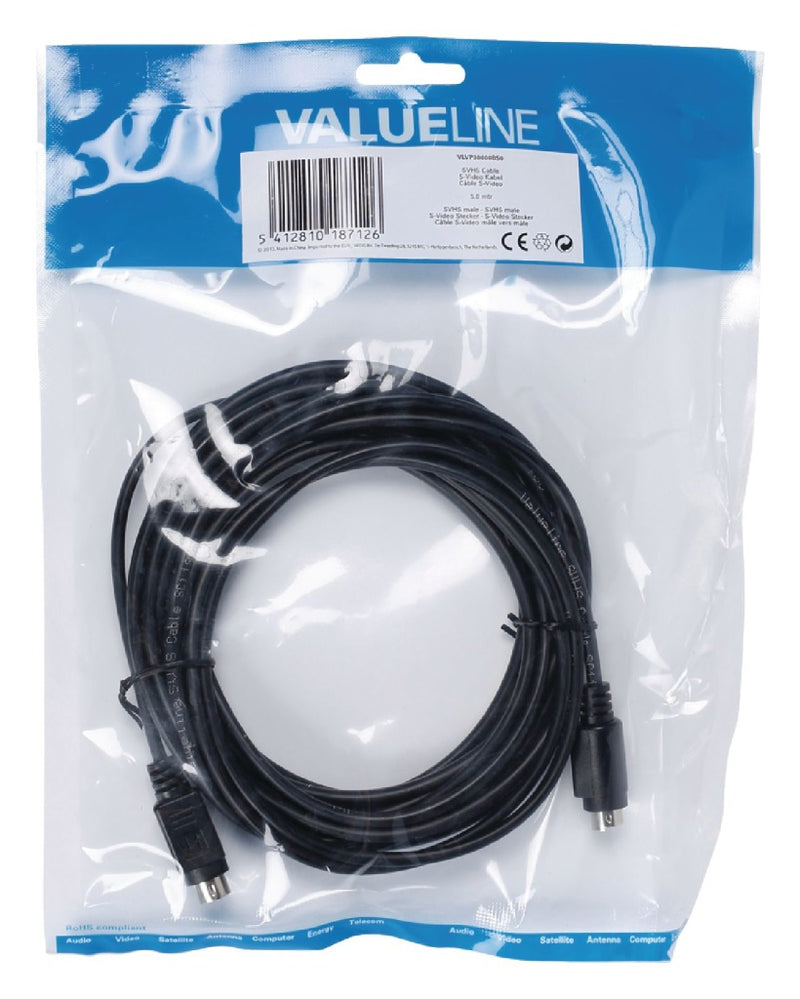 Valueline Vlvp30000b50 Svhs Kabel Svhs Mannelijk - Svhs Mannelijk 5,00 M Zwart