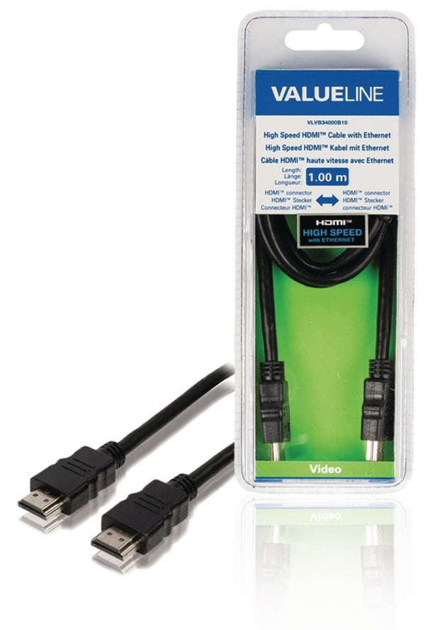 Valueline VLVB34000B10 High Speed Hdmi Kabel Met Ethernet Hdmi-connector - Hdmi-connector 1.00 M Zw