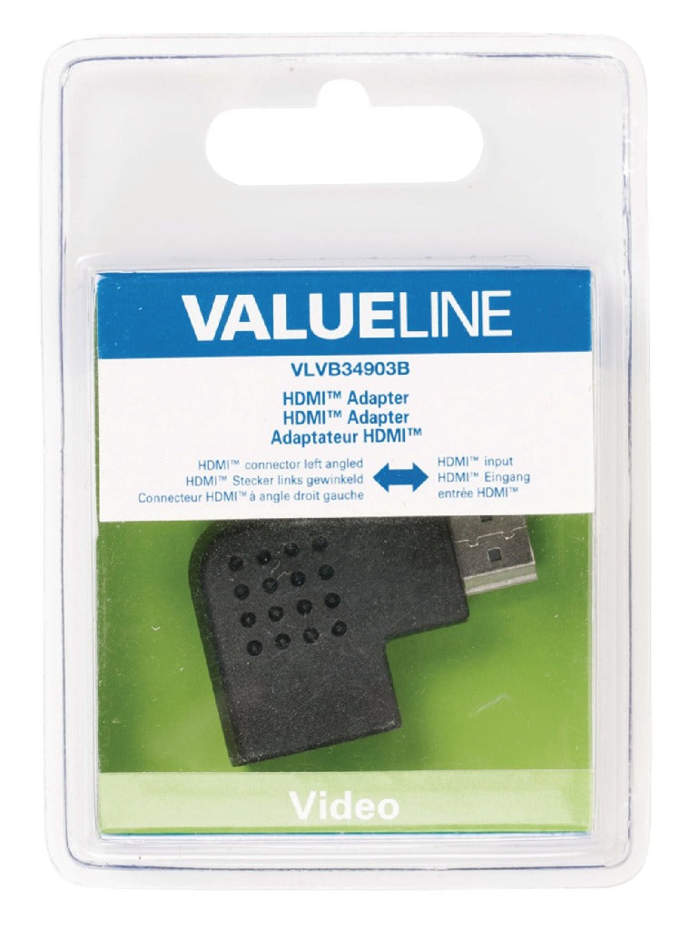 Valueline Vlvb34903b Hdmi-adapter Hdmi-connector Links Gehoekt - Hdmi Input Zwart