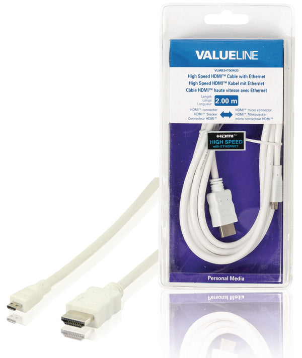 Valueline Vlmb34700w20 High Speed Hdmi?-kabel met Ethernet Hdmi?-connector - Hdmi? Micro-connector