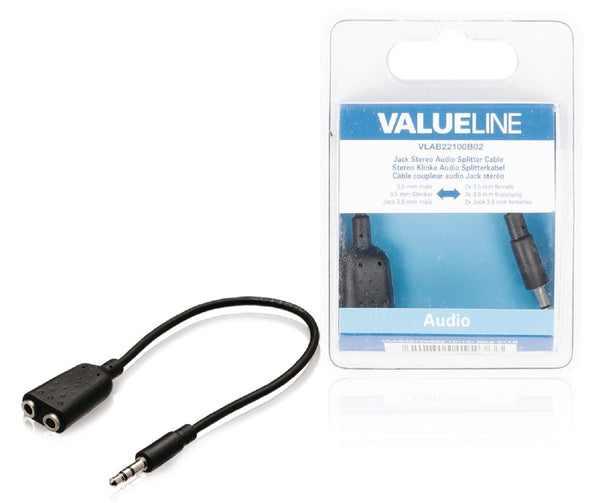 Valueline VLAB22100B02 Jack Stereo Audio Verdeelkabel 3,5 mm Mannelijk - 2x 3,5 mm Vrouwelijk 0,20