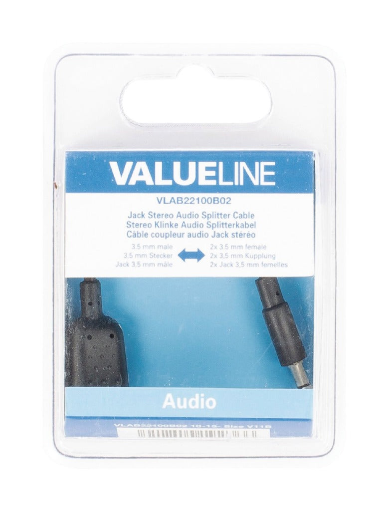 Valueline VLAB22100B02 Jack Stereo Audio Verdeelkabel 3,5 mm Mannelijk - 2x 3,5 mm Vrouwelijk 0,20