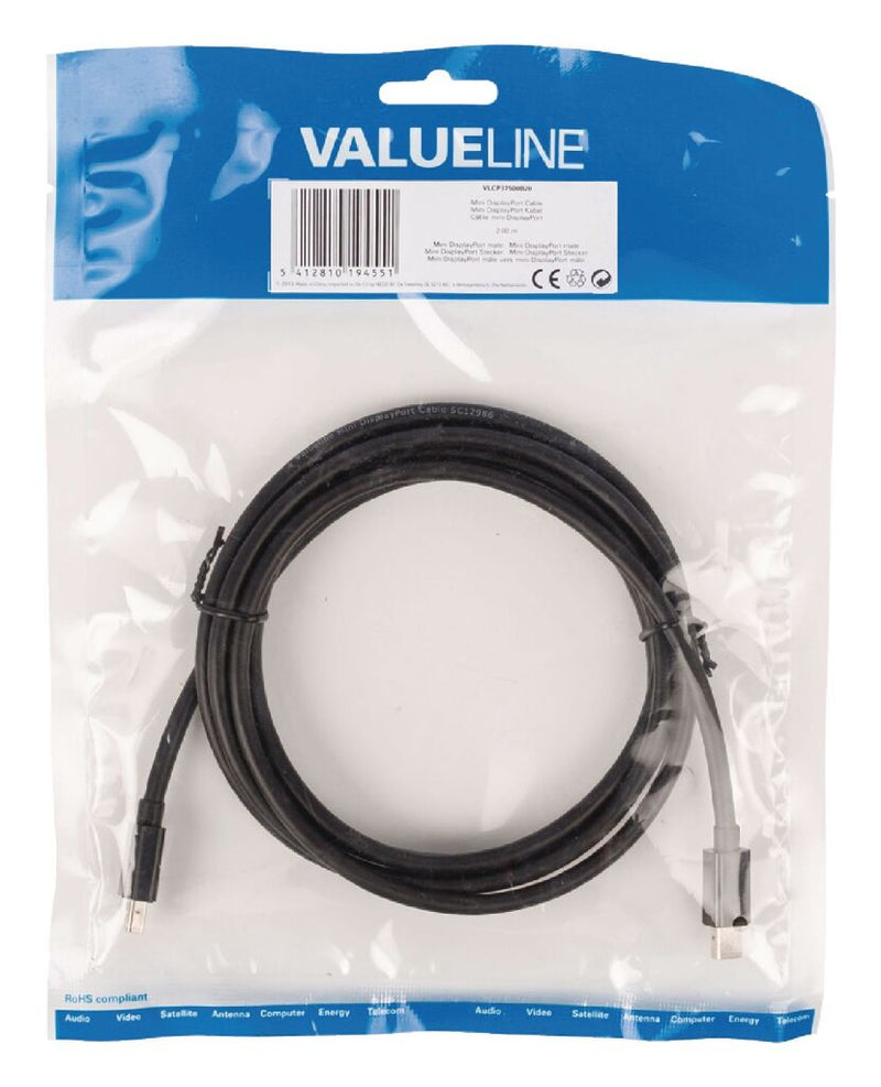 Valueline VLCP37500B20 Mini Displayport Kabel Mini-displayport Male - Mini-displayport Male 2.00 M