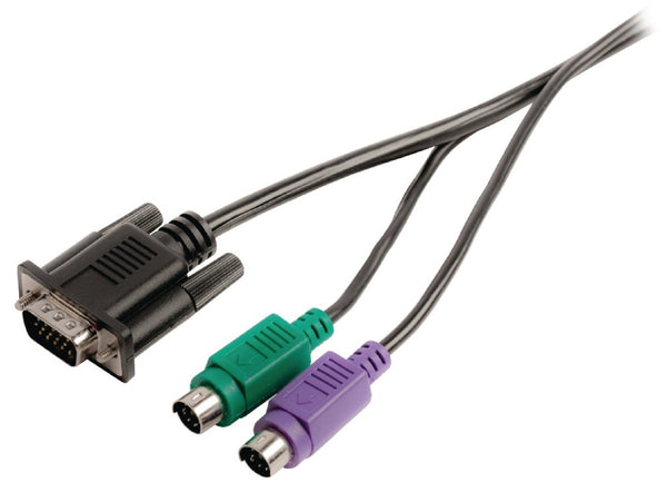 Valueline VLCP59850B20 Kvm Kabel Vga Male - 2x Ps2 Male - Vga Female - 2x Ps2 Male 2,00 M Zwart