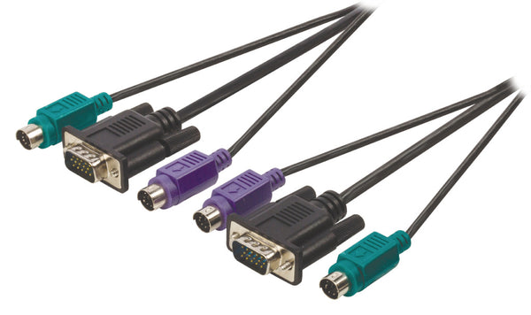 Valueline VLCP59855B20 Kvm Kabel Vga Male - 2x Ps2 Male - Vga Male - 2x Ps2 Male 2,00 M Zwart