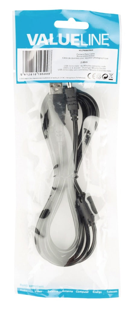 Valueline Vlcp60807b20 Camera Data Kabel Usb 2.0 A Male - 8p Minolta Connector Male 2,00 M Zwart