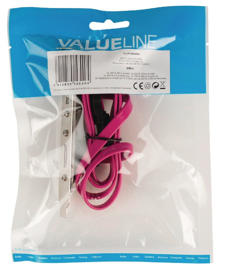 Valueline VLCP73800R05 Sata 3 gb/s Beugel 2x Sata 3 gb/s Beugel - 2x Sata 3 gb/s Vrouwelijk 0,50 M