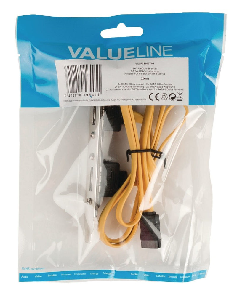 Valueline VLCP73805Y05 Sata 6 gb/s Beugel 2x Sata 6 gb/s Beugel - 2x Sata 6 gb/s Vrouwelijk 0,50 M