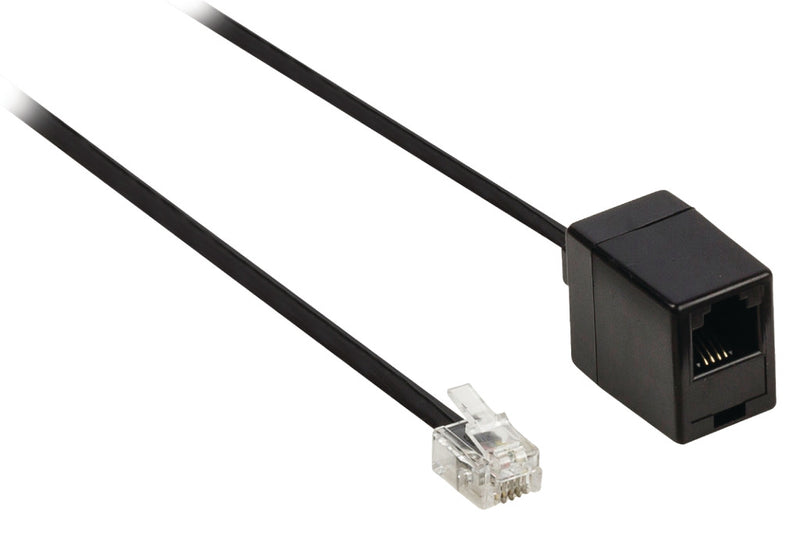 Valueline VLTP90205B100 Telecom Verlengkabel Rj11 Mannelijk - Rj11 Vrouwelijk 10,0 M Zwart