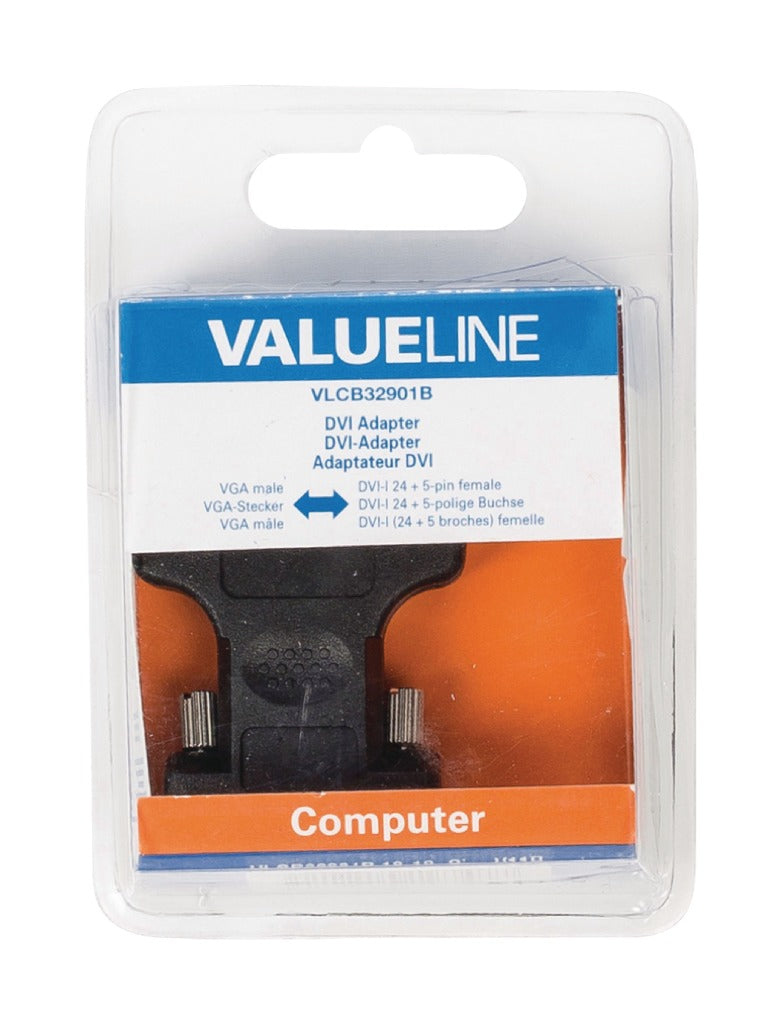 Valueline VLCB32901B Vga-adapter Vga Male - Dvi-i 24+5-pins Female Zwart