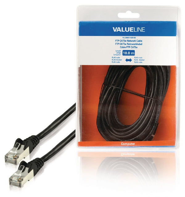 Valueline VLCB85110B100 Ftp Cat5e Netwerkkabel Rj45 Mannelijk - Rj45 Mannelijk 10,0 M Zwart