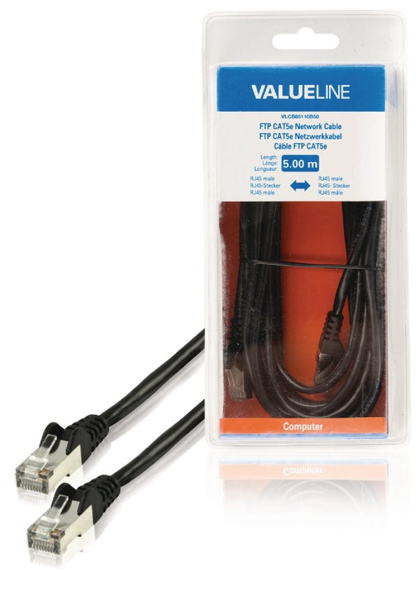 Valueline VLCB85110B50 Ftp Cat5e Netwerkkabel Rj45 Mannelijk - Rj45 Mannelijk 5,00 M Zwart